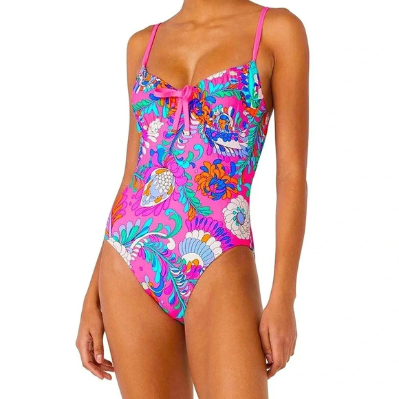 Kate Spade Sea Garden One Piece Underwire Swimsuit - Size S - Radiant Pink - NWT - Picture 1 of 9